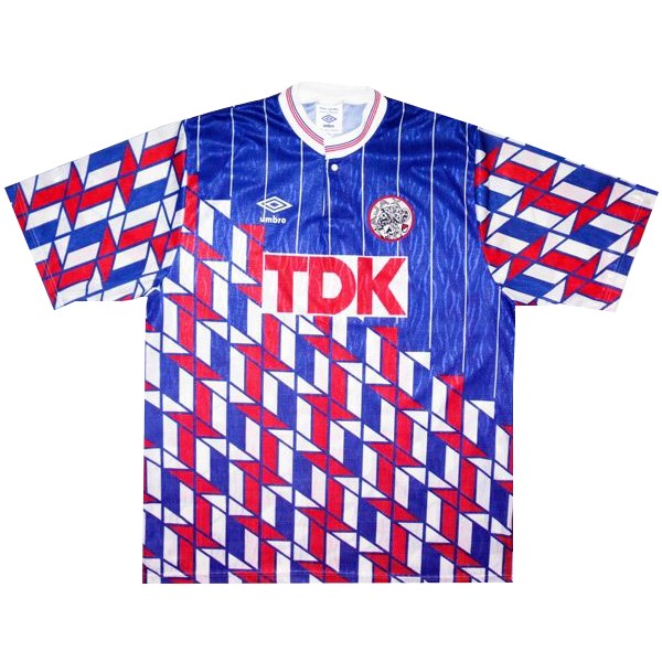 Auswärtstrikot Thailand Ajax Retro 1990 1991 Blau Günstige Fußballtrikots